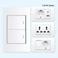 EU Korea Standard 4*2 Wall Light Switch Socket USB Type-c Charger plug 1/2/3/4/Gang 2 Way Switch PC