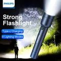 Philips LED Flashlight With USB 18650 Rechargeable Battery 4 Lighting Modes Waterproof Outdoor