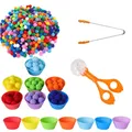 70 Pcs of Children's Fine Motor Skills Learning Counting Toys Colorful Plush Ball Sorting Games