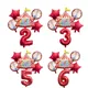 Red Circus Birthday Tent Balloons Set 32inch Foil Number Air Globos Animal Theme Party Children's