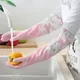 Dishwashing Gloves Single Layer Household Chore Splicing Sleeve Waterproof Gloves Plush Elastic Band