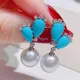 Elegant Pearl Earrings for Women Freshwater Cultured Pearls Beauty Turquoise Earrings Gift for