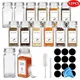 12Pcs Glass Spice Jars with Metal Lids Salt Pepper Shaker Spice Seasoning Containers Spice Organizer