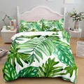 Tropical Palmtree Leaves Bedding Set King Queen Double Full Twin Single Size Duvet Cover Pillow Case