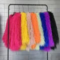 Mongolia Sheep Fur Women Medium Long Coat Jacket Colorful Warm Faux Fur Plush Coats Female Jacket