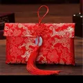 2024 Chinese New Year Red Envelope Satin Dragon Phoenix Hongbao Red Packet Lucky Money Gift Bag For