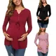 Women Maternity Long Sleeve Solid Color Nursing Tops T-shirt For Breastfeeding
