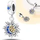 Silver Colour Star and Moon Pendant Fit Pandora Charms Silver Colour Original Bracelet for Jewelry
