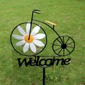 Outdoor Iron Sunflower Windmill Creative Garden Welcome Stake Ornament Bicycle Wind Spinners Garden
