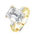 Certificated 10ct Emerald Cut Moissanite Ring Gold Big Diamond Wedding Jewelry For Women Waterproof