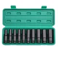 1/2Inch Drive 6-Point Impact Socket Set 10-Piece Metric Sizes 8-24mm Carbon Steel Impact Socket Set