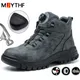 Rotating Buttons Work Boots Men Steel Toe Shoes Safety Boots Puncture-Proof Protective Shoes