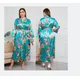 Satin Long Sleeve Bathrobe for Women Big Size 4Xl 5Xl Nightgown Sexy V-Neck Kimono with Belt Loose