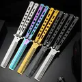 Foldable Comb Stainless Steel Butterfly Knife Comb Beard Moustache Brushe Salon Hairdressing Carry