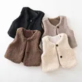 Autumn Winter Baby Lamb Wool Plus Velvet Waistcoat Girls Boys Plush Vest Single Breasted V Neck