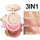 3In1 Highlight Rouge Make Up Brighten Silkworm Matte Face Contour Powder Makeup Palette Eyeshadow