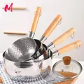 Stainless Steel Saucepan with Lid Solid wood handle with hook Multipurpose Sauce Pan with Pour