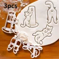 3Pcs/Set Cute Cat Kitten Cookie Molds Fondant Cutter Biscuit Cutter Cake Pastry Mold Cake Decoration