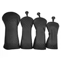 The new Golf Club Wood Headcovers Driver Fairway Woods Hybrid Cover PU Leather Head Covers Black
