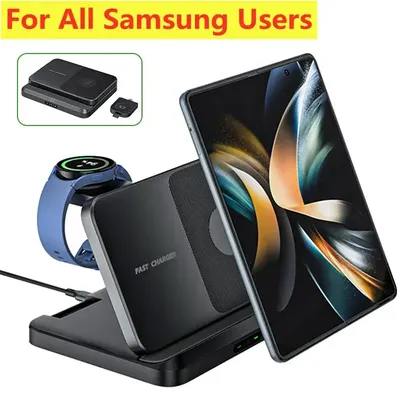 Foldable Wireless Charger Stand for Samsung Galaxy Z Fold 5 4 3 S23 Ultra Fast Charging Dock Station