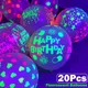 10/20pcs 12inch Fluorescent Balloon Dots Heart Star Latex Balloons Happy Birthday Wedding Christmas