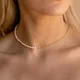 CANNER 925 Sterling Silver French Millet Pearl Choker Emerald Collarbone Necklace For Women 18k Gold