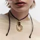 HangZhi Rope Chain Metal Pendant Necklace Vintage Long Adjustable Sweater Chain Autumn New Punk Y2K