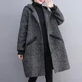 Autumn Winter Women Hooded Coats Thicken Warm Long Jackets with Pockets Female Vintage Streetwear