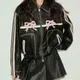 Women's Winter Jacket Women Vintage Faux Leather Coat Fashion Pu Lapel Collar Bow Zipper Overcoat