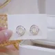 Huitan O Shaped Stud Earrings Delicate Women Wedding Ear Accessories Luxury Gold Color CZ Earrings