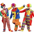 Adult Men Women Circus Clown Costume with Mask Shoes Wig Gloves Bag Clown Funny Costume Carnival