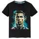 Ronaldo Football Star Printed Children's Clothing Kids Summer Short-sleeved Boys Girls Black Cotton