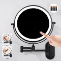 8 Inch Black Wall Mounted Bathroom Mirror 10x Magnifying Makeup Mirror Adjustable Dimming Vanity