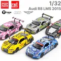 1/32 Audi R8 LMS Toy Car POPRACE RMZ City Evangelion EVA Racing Miniature Diecast Metal Model Sound