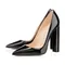 Women's Pointed Toe Block Classic 12cm High Heels Slip on Thick Shoes Wedding Office Dress Chunky