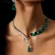 Stonefans Vintage Green Open Necklace Rhinestones Collar Water Droplets Pendant Fashion Crystal