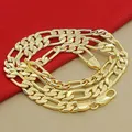 High Quality Men's 8mm Electroplated Gold Necklace 24k Gold Colorful Figaro Chain Necklace Men's