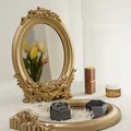 Rustic French Palace Style Carving Frame Table Mirror Gold Mirror Tray Home Decorative Mirror