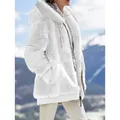 Winter Women Jackets Plush Casual Oversize Fleece Plaid Y2K Hooded Zipper Fashion Cashmere Warm