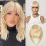 Blonde Bangs Hair 100% Real Human Hair Wispy Bangs frangia con aste posticci per le donne Clip on