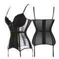 Adjustable Straps Lingerie Basque Women's Padded Underwired Corset Bustier Top With Suspenders