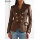 ZANZEA Solid Work Outerwear Women PU Leather Jacket Autumn 2023 Buttons Thin Blazer Vintage Long
