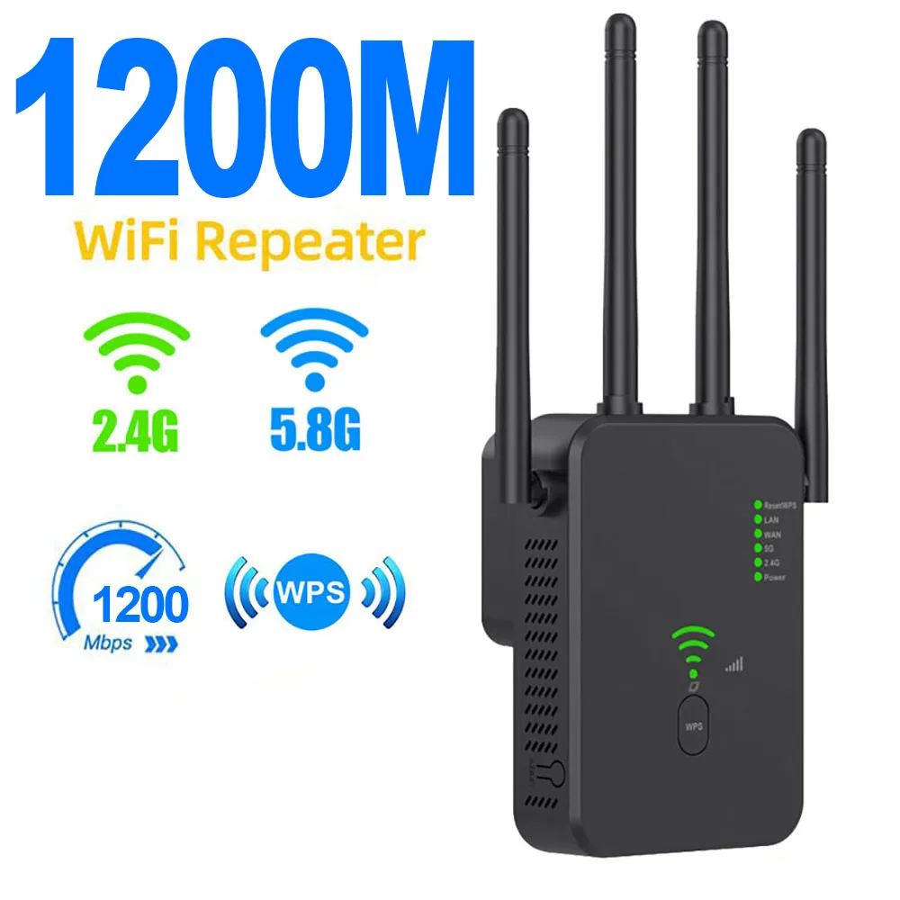 Ripetitore WiFi wireless 1200Mbps Ripetitore segnale Wifi Dual-Band 2.4G 5G WiFi Extender 802.11ac Gigabit Amplificatore WiFi Router WPS