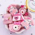 10Pcs Resin Colorful Pink Valentine's Day Rabbit Camera Milk Box Cartoon Flatback Figurine Decor