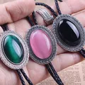 Agate Time Gem bolo tie retro shirt chain bolo collar rope leather necklace tie