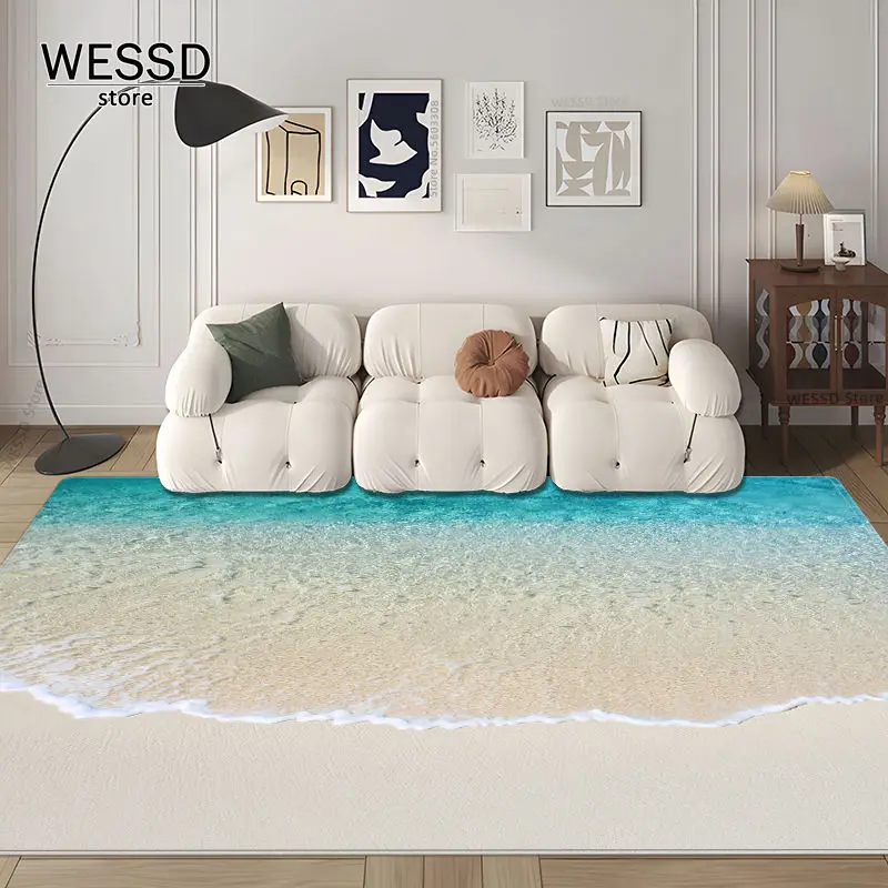 3D Waves Carpet Bedroom Floor Rug Large For Living Room Marine Style Sea Sofa Carpet Room Decoration Kitchen Mat Non-slip