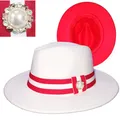 Fedora hat men and women jazz hat stretch ribbon accessories white top hat church men's winter hat