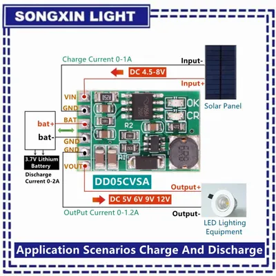 3.7V 4.2V Charger 5V 6V 9V 12V Discharger Board DC DC Converter Boost Module Solar Mobile Power Charger Lithium Battery DD05CVSA
