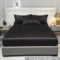 Four Seasons Men and Women Simple Fashion Black Satin Solid Color Ice Silk Bedspread Home Bedroom