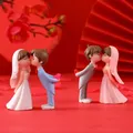 1 Pair Cartoon Romantic Wedding Couple Figurines Garden Micro Landscape Pendant Diy Plastic Craft